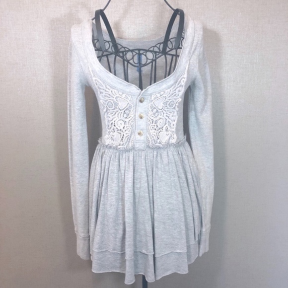 Free People Dresses & Skirts - Free People Womens Gray Mini Dress Front Lace A005